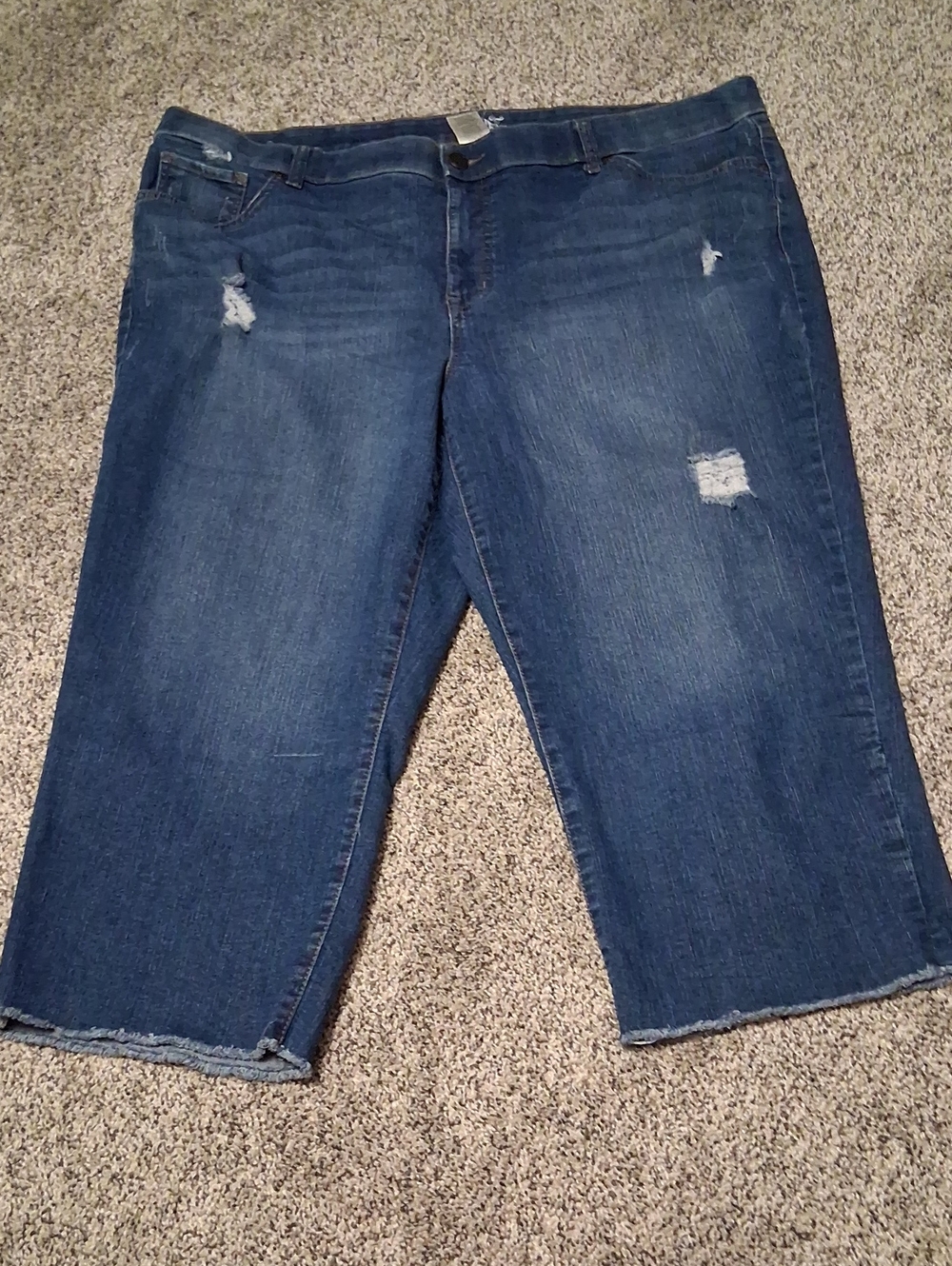Terra & Sky Dark Blue Distressed Cropped Jeans